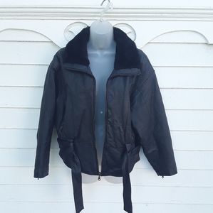 Northern Style Black Leather Coat